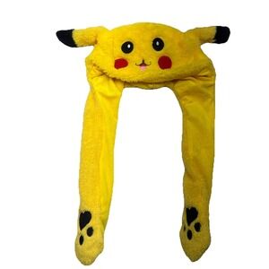 Pikachu Plush Hat Long Ear Flap Pokémon Costume Anime Cosplay Kids Adult